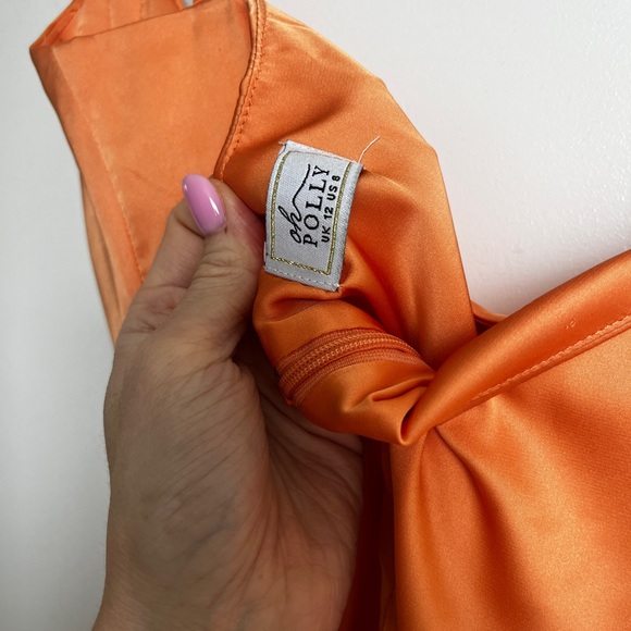 Ocean Shimmer Embellished Satin Bodycon Mini Dress in Orange - Picture 4 of 4